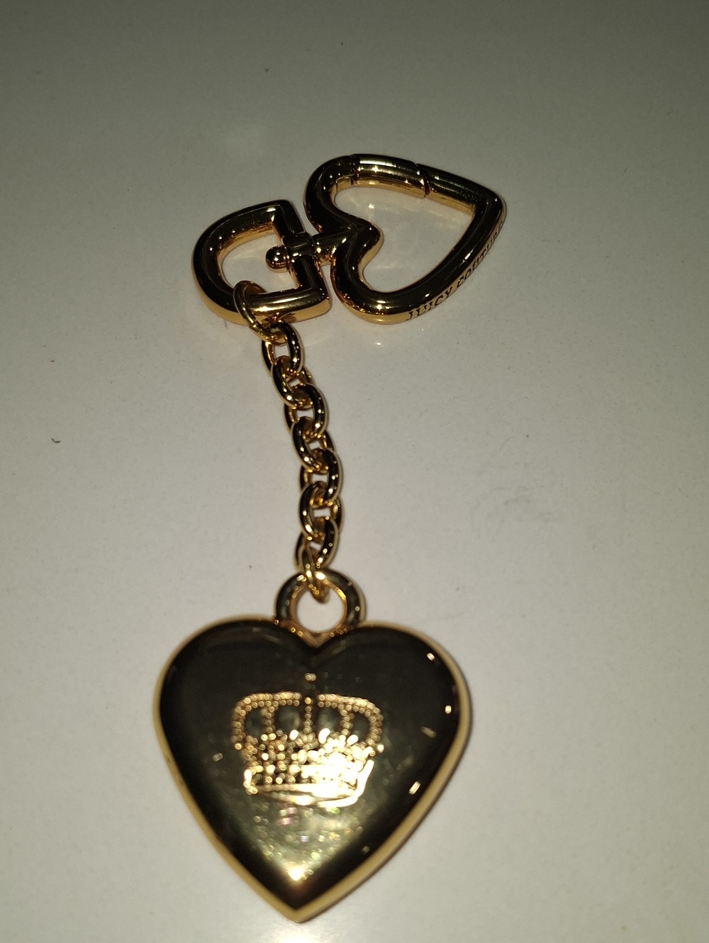 Juice Couture Y2k Gold Heart Keychain with Crown Accent